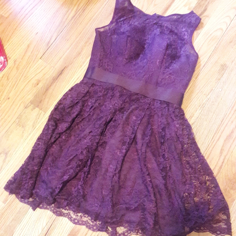 Prune lace cocktail dress